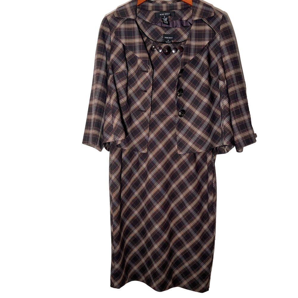 Vintage Nine West womens Dress Suit 8 Jacket retro plaid separates
